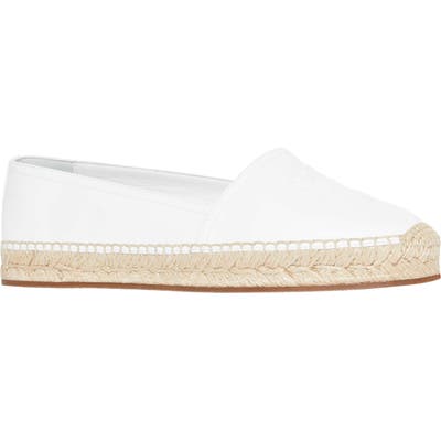 Burberry Tabitha Logo Monogram Espadrille Flat, White