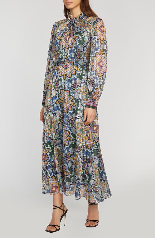 Shop Elie Tahari The Raquel Paisley Long Sleeve Midi Dress In Valencia Print