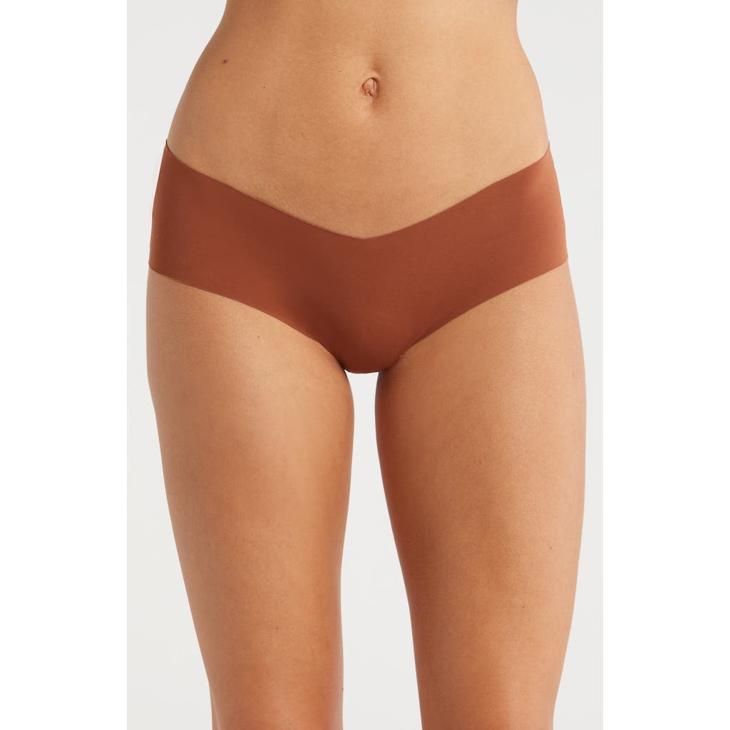 Journelle Estelle Lace Trim Stretch Cotton Hipster Panties In Cannelle