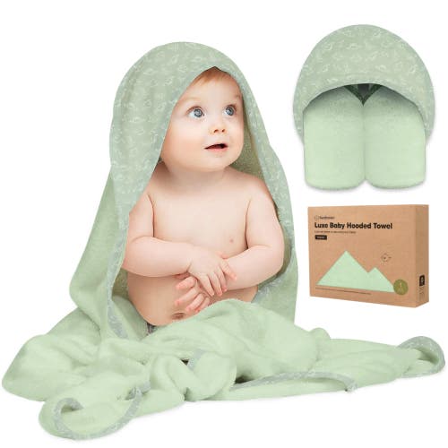 KeaBabies Luxe Baby Hooded Towel in Dinos at Nordstrom, Size Medium
