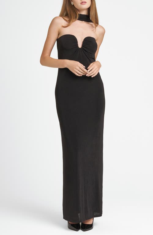 WAYF x CHÉRIE MADELEINE Madeline Strapless Maxi Dress & Scarf Set in Black 