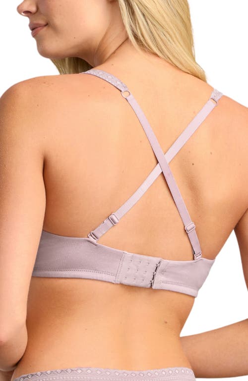 Siella Organic Cotton Plunge Bra With Lace In Dusty Lavender