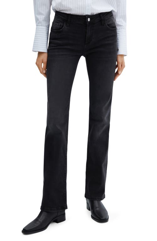 MANGO Low Rise Flare Jeans in Black Denim at Nordstrom, Size 4