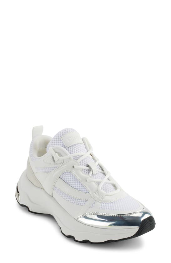 Shop Dkny Shia Sneaker In White/ Silver