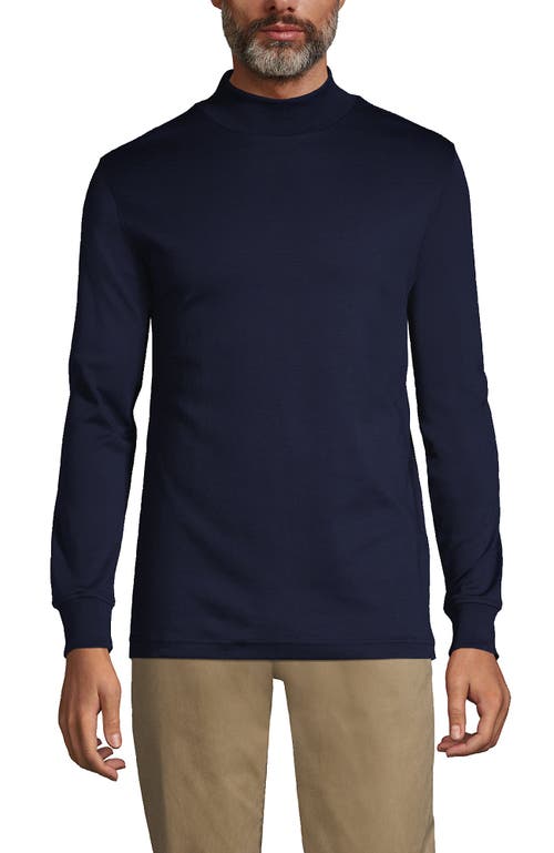 Lands' End Cotton Supima Mock Turtleneck In Radiant Navy