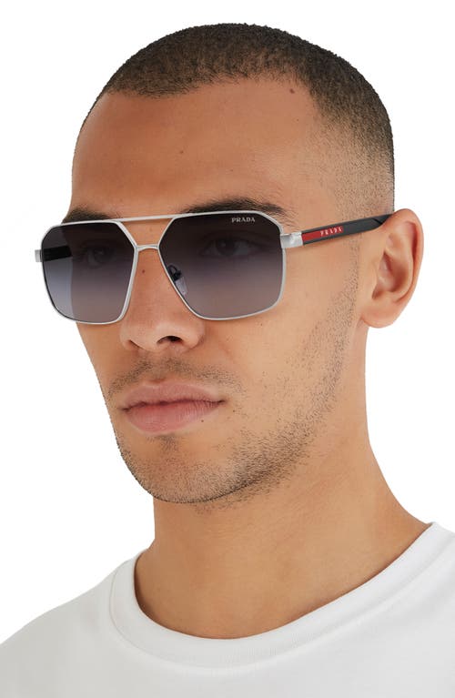 Shop Prada Linea Rossa 60mm Aviator Sunglasses In Silver