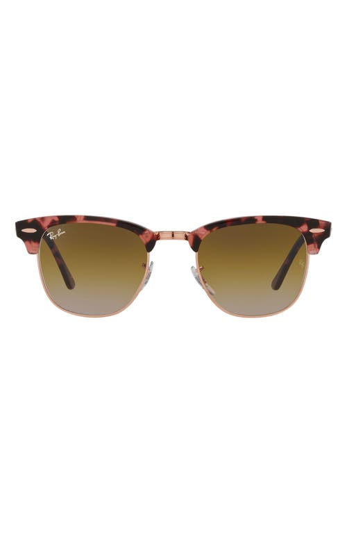 Ray Ban Ray-ban Clubmaster 51mm Gradient Round Sunglasses In Pink Havana/clear Brown