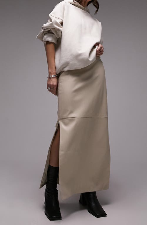 Faux Leather Maxi Skirt in Light Brown