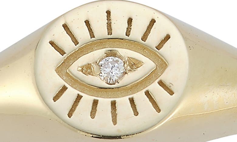 Ember Fine Jewelry Evil Eye Diamond Signet Ring In 14k Gold