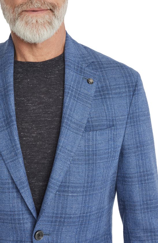 Shop Jack Victor Hampton Plaid Stretch Wool & Linen Blend Sport Coat In Mid Blue