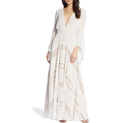 By Watters Chevron Lace Long Sleeve Wedding Dress, Ivory