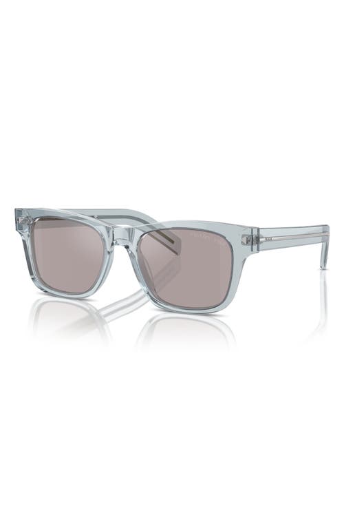 Shop Prada 54mm Polarized Rectangular Sunglasses In Transparent Azure