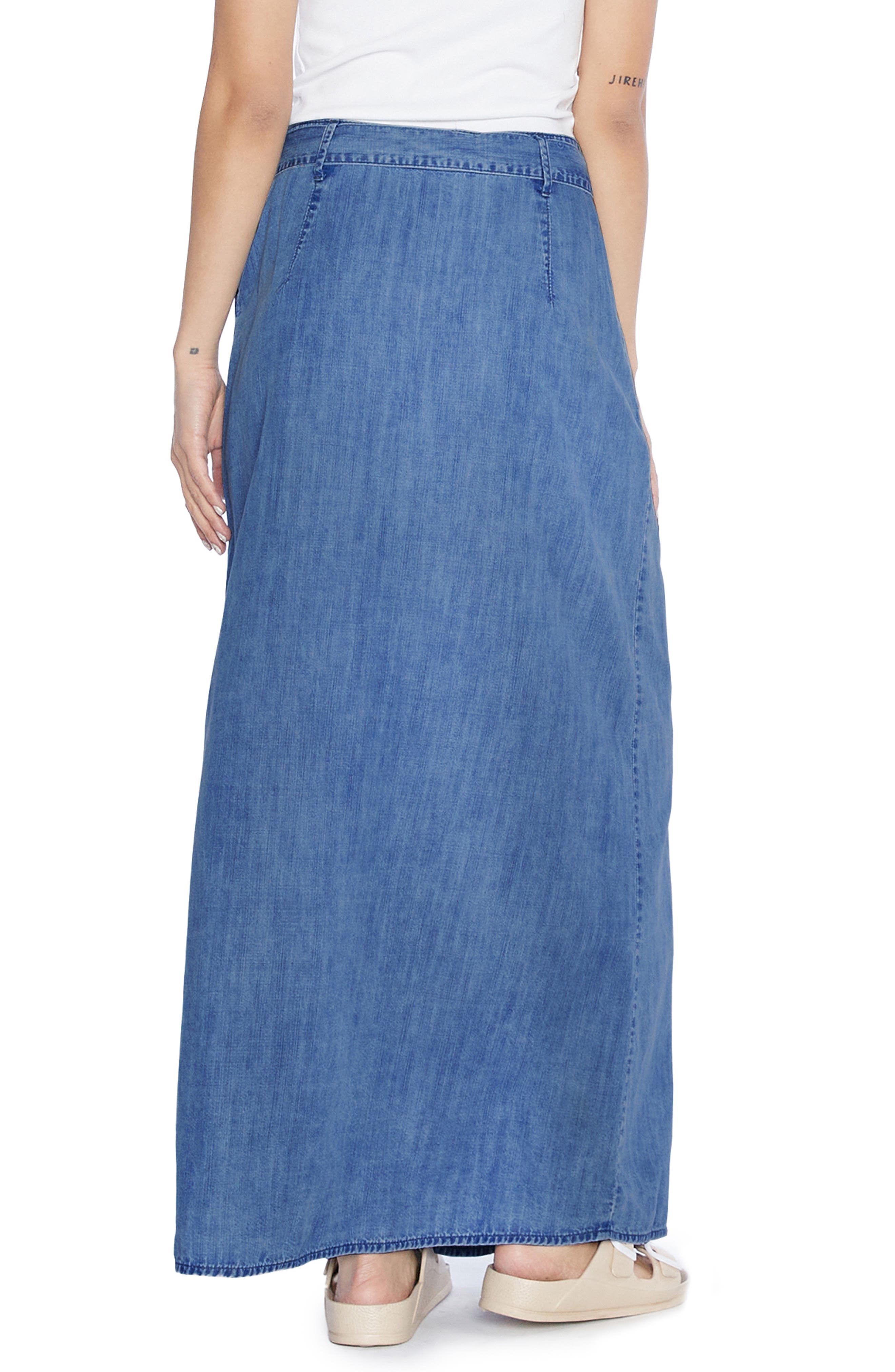 soft denim maxi skirt