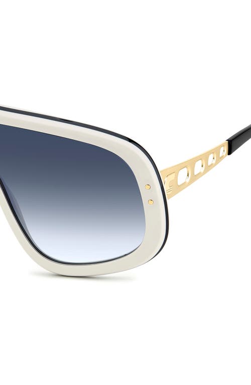Carrera Eyewear 99mm Flaglab 17 99mm Shield Sunglasses In White Gold/dk Blue Sf