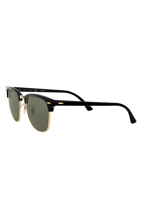 Shop Ray Ban Ray-ban 49mm Polarized Browline Sunglasses In Black/crystal Green