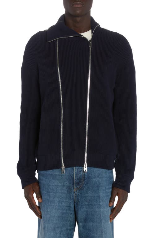 Bottega Veneta Double Zip Rib Cardigan Navy at Nordstrom,