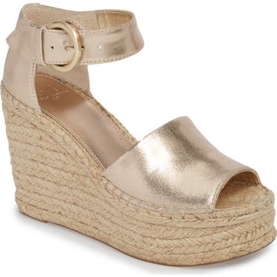 Marc Fisher Ltd Alida Espadrille Platform Wedge- Metallic