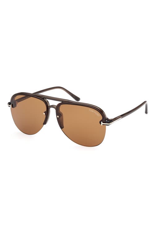 Shop Tom Ford Terry 62mm Oversize Aviator Sunglasses In Mastic/brown