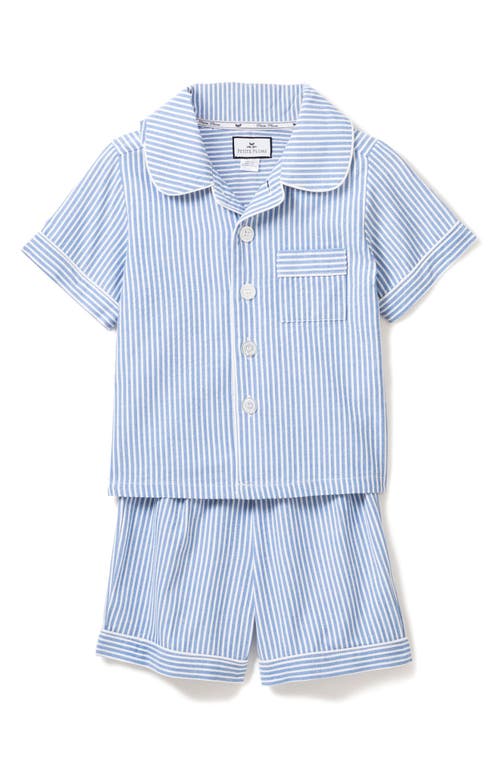 Petite Plume Kids' Seersucker Stripe Short Two-Piece Pajamas Blue at Nordstrom,