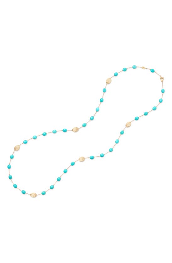 Shop Marco Bicego Siviglia Turquoise Long Station Necklace In 18k Yellow Gold