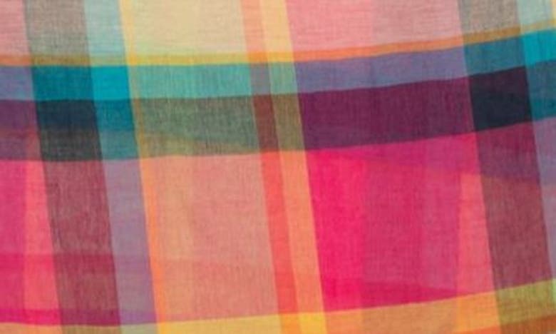 Saachi Plaid Fringe Scarf In Fuchsia