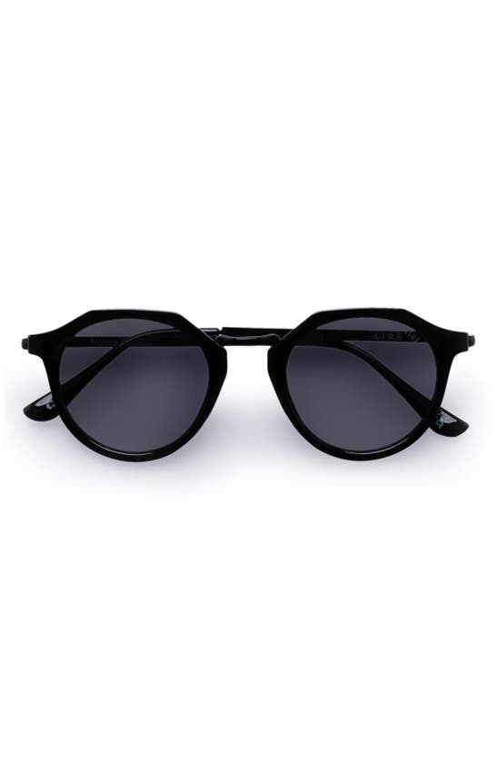 Shop Aire Taures 47mm Round Sunglasses In Black / Smoke Mono