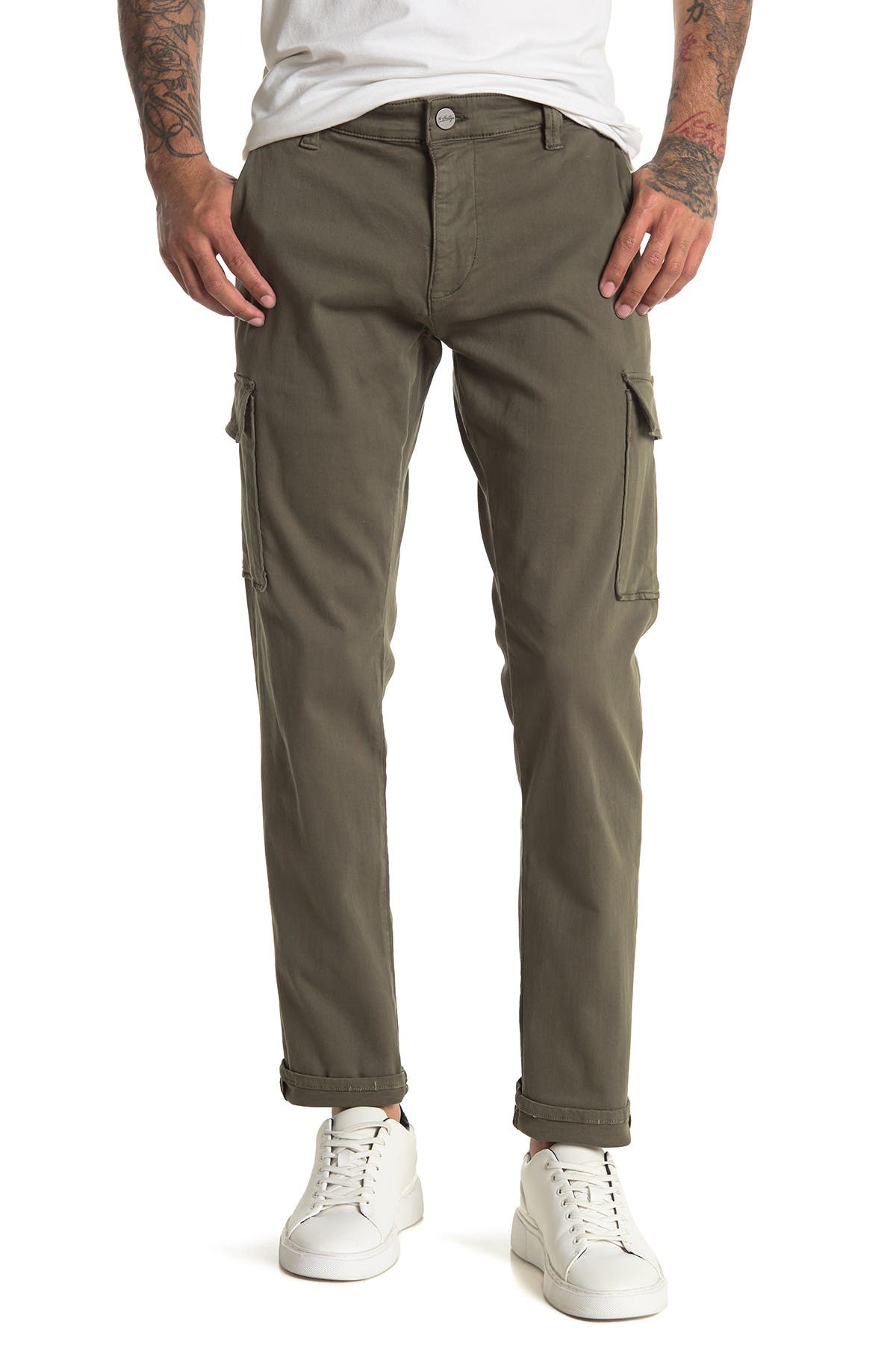 dual pocket zip cargo twill pants