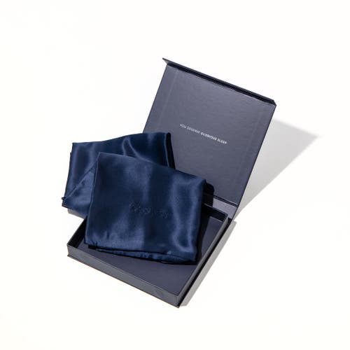 Drowsy Sleep Co . Queen Silk Pillowcase In Midnight Blue