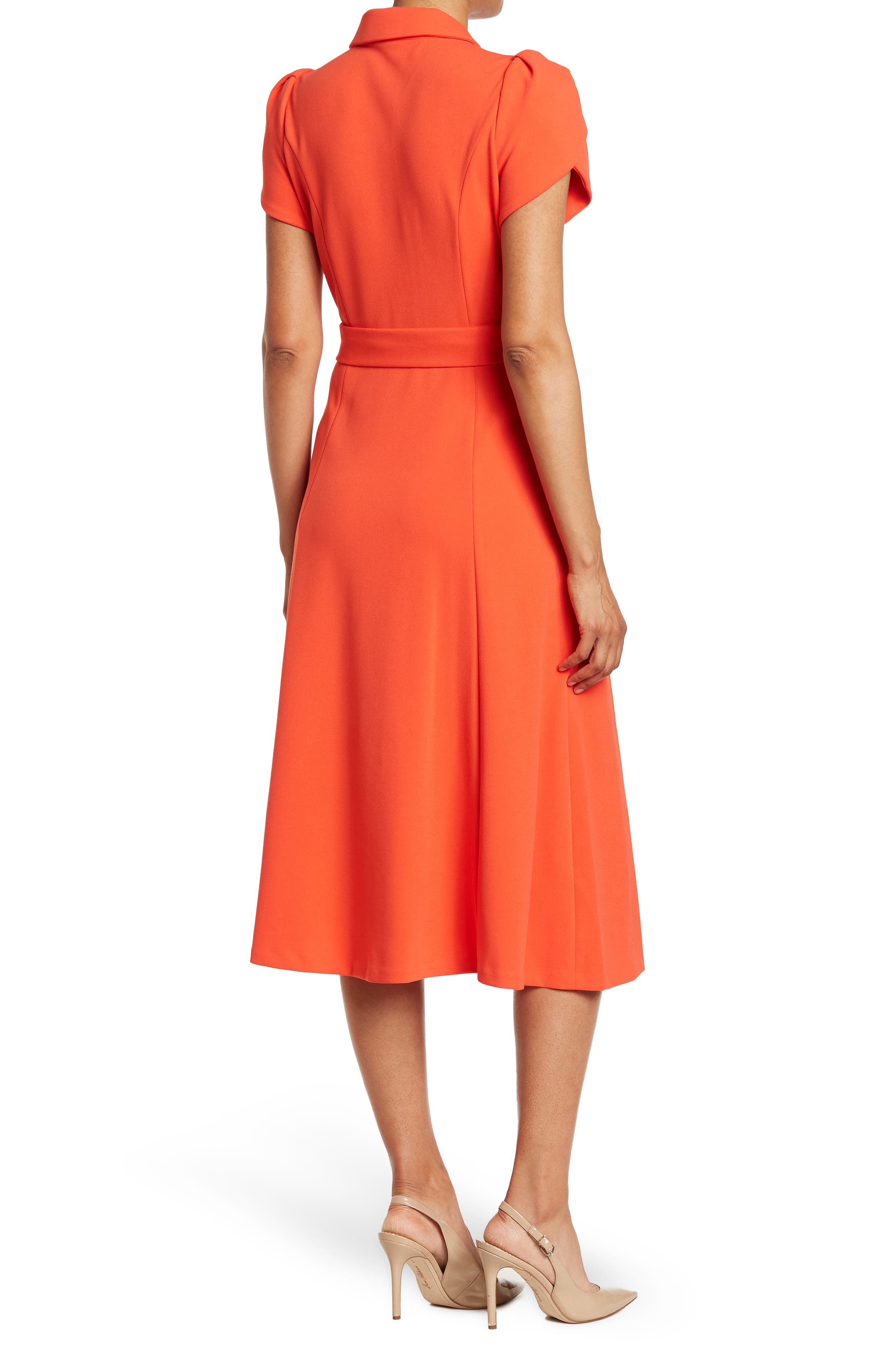 calvin klein belted midi dress