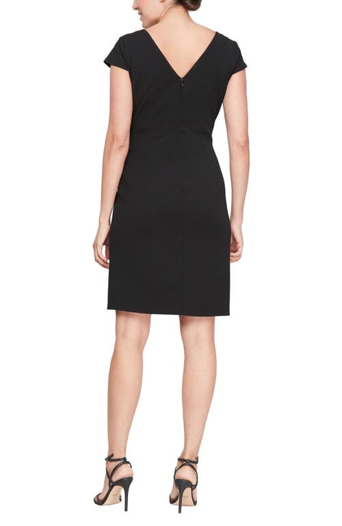Sl Fashions Embellished Cap Sleeve Sheath Dress In Black