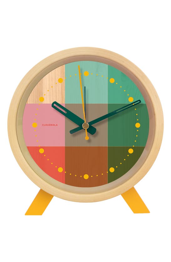 Cloudnola Riso Wooden Alarm Clock In Green/ Pink