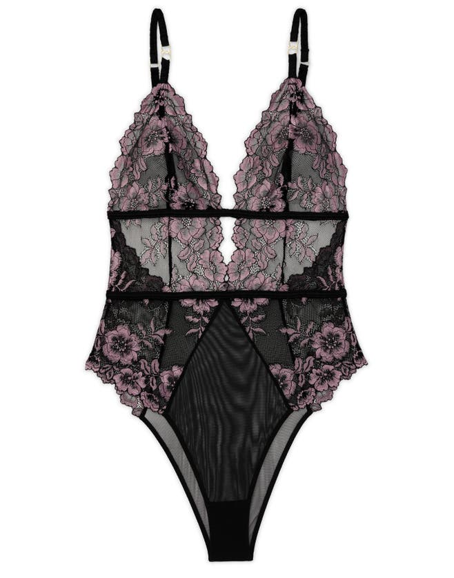 Adore Me Calissa Lace Bodysuit Lingerie In Black