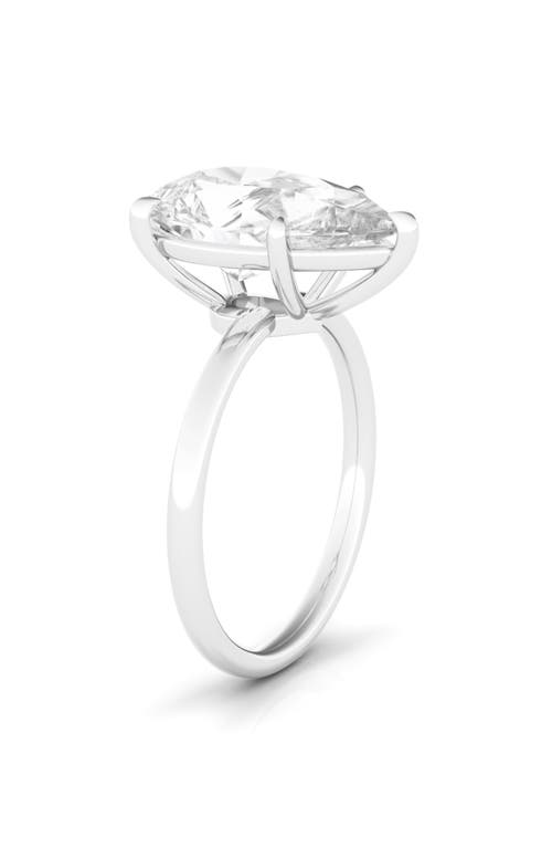 Hautecarat Pear Cut Lab Created Diamond 18k Gold Ring In 18k White Gold