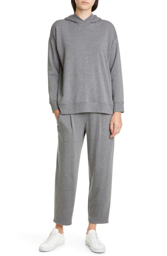 Eileen Fisher Boxy Fleece Hoodie In Ash