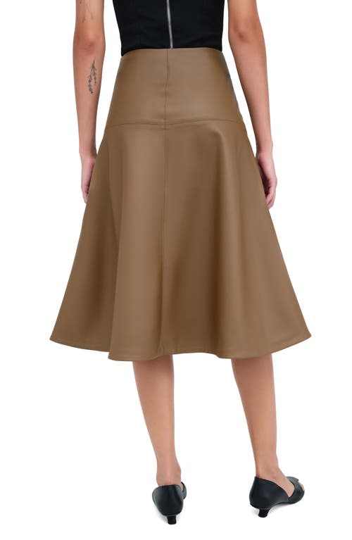 Shop Marcella Lexi Faux Leather A-line Skirt In Taupe