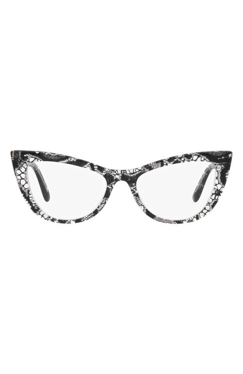 Dolce&Gabbana 54mm Cat Eye Optical Glasses in Black Lace 