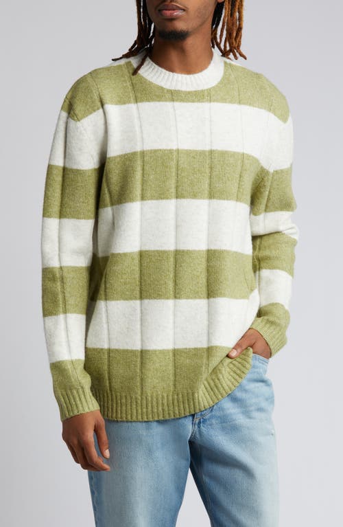 Stripe Crewneck Sweater in Medium Green
