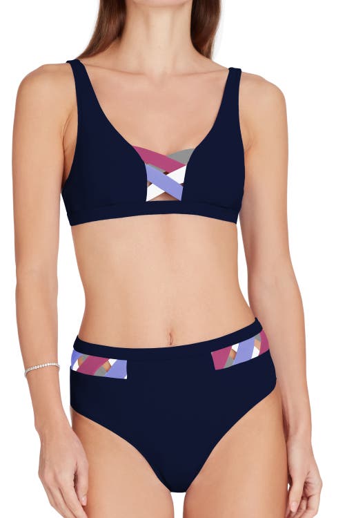 Valimare Martinique High Waist Bikini Bottom In Navy Blue