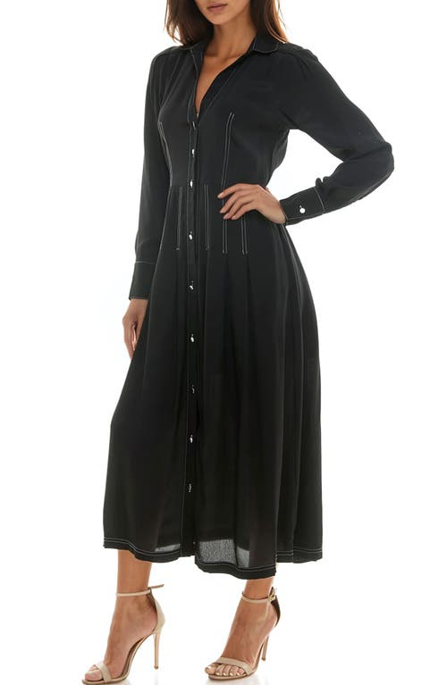 Shop Socialite Long Sleeve Shirtdress In Black