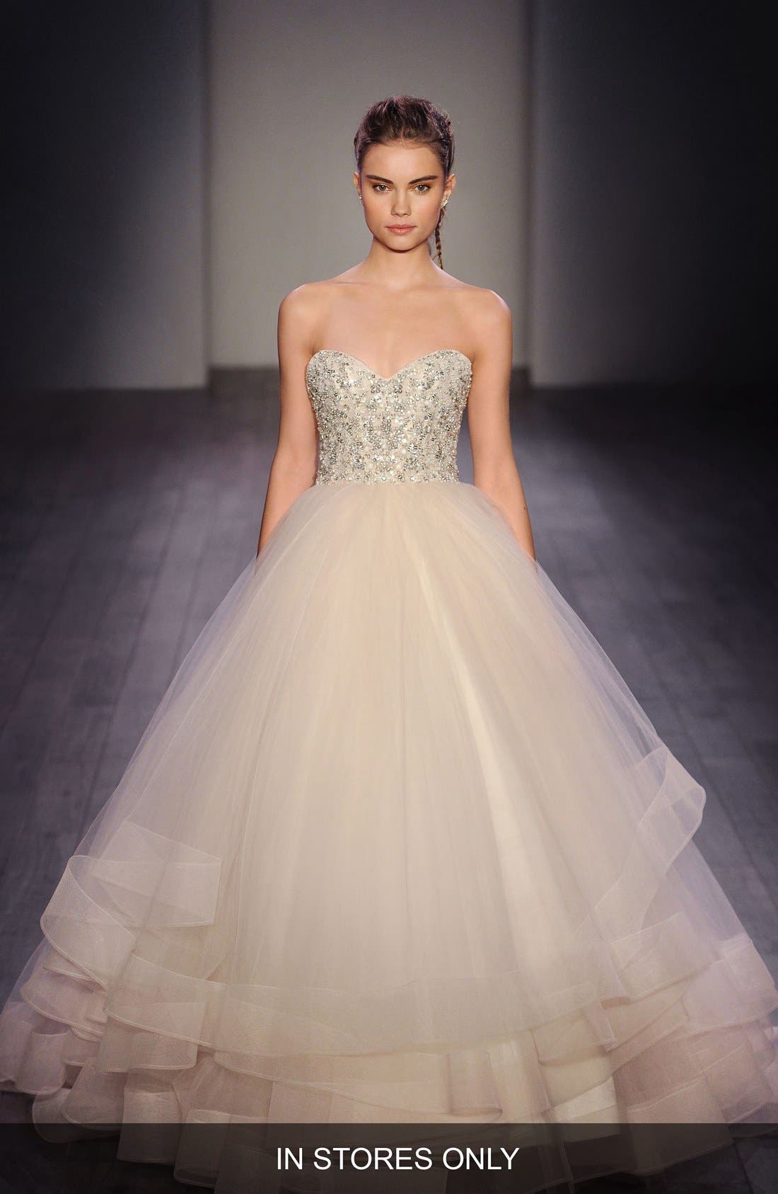 Lazaro Embellished Strapless Organza & Tulle Ballgown