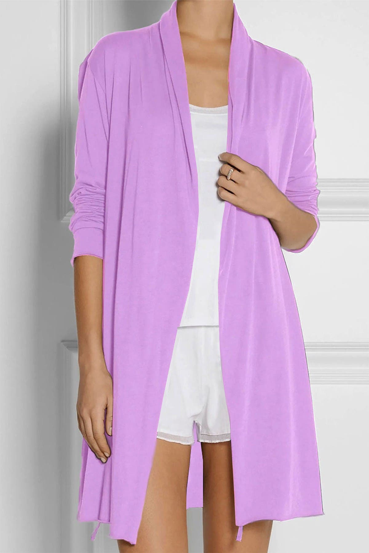H2 Home Collection Cooling Jersey Robe In Lilac