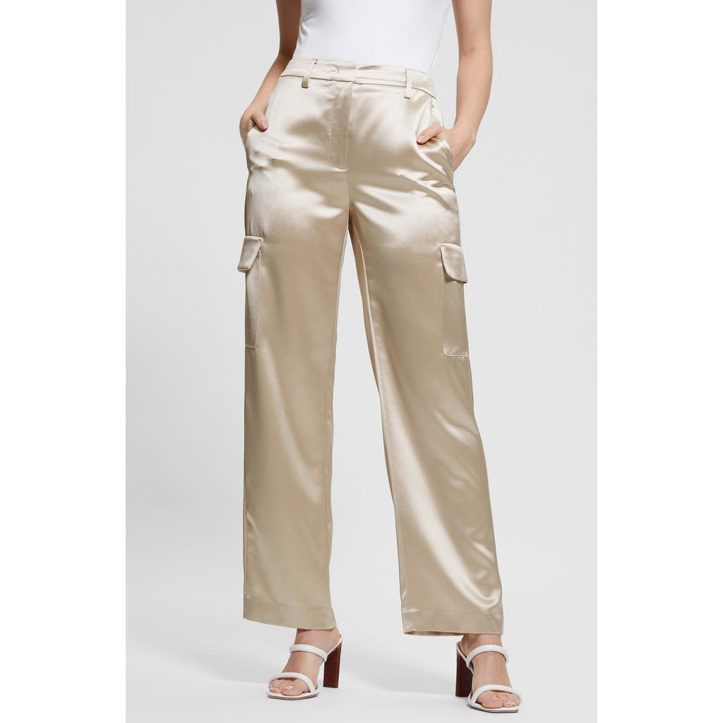Guess Women's Megan Satin Cargo Pants In Cemento