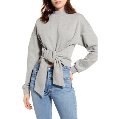Minkpink Tie Front Sweatshirt, Grey