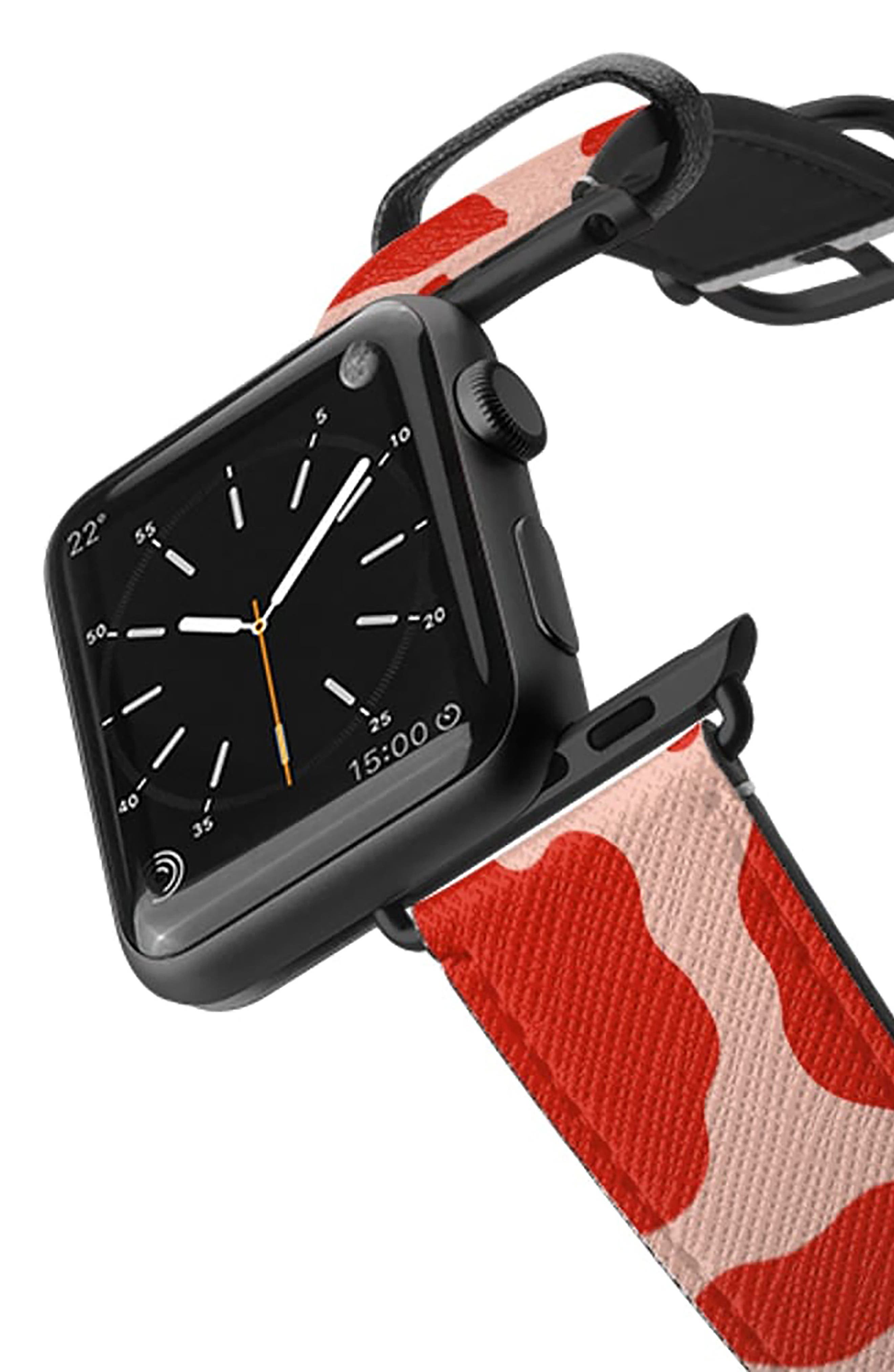 ケースティファイ レディース 腕時計 アクセサリー Red Abstract Saffiano Faux Leather Apple Watch  Band I13IomCLtS, レディース腕時計 - pci.edu.pe