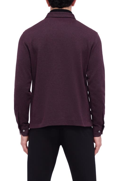 Shop Bugatchi Long Sleeve Cotton Blend Polo In Cabernet