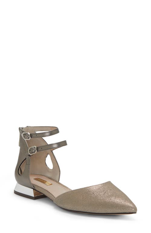 Louise et Cie Carlen Ankle Strap Flat in Gunmetal Suede at Nordstrom, Size 9