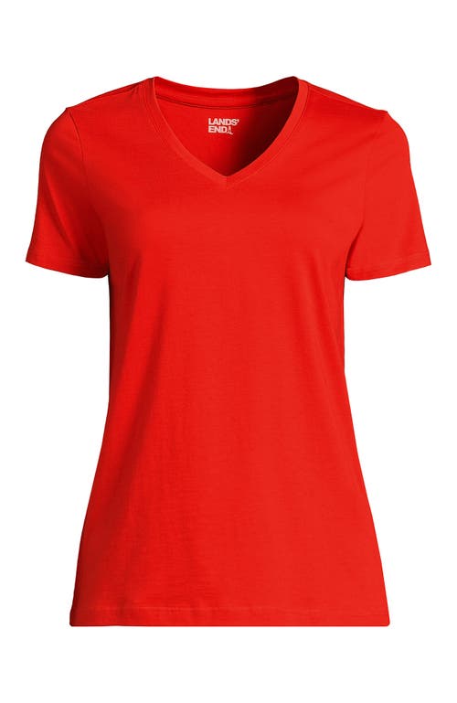 Shop Lands' End Relaxed Supima Cotton V-neck T-shirt In Rich Persimmon