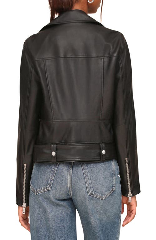 Shop Avec Les Filles Belted Leather Biker Jacket In Black