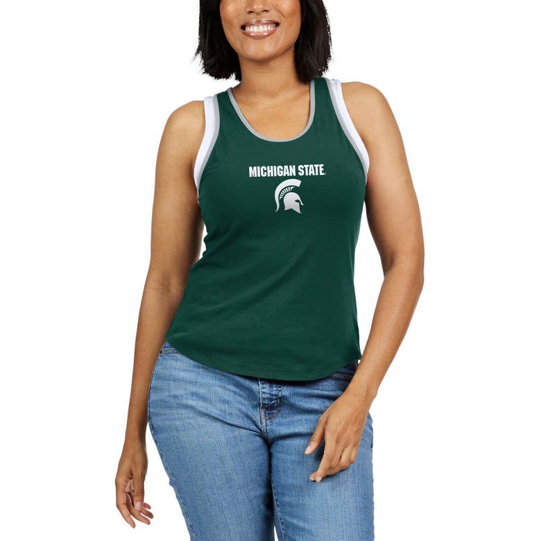 Shop Wear By Erin Andrews Green Michigan State Spartans Open Hole Razorback Tank Top