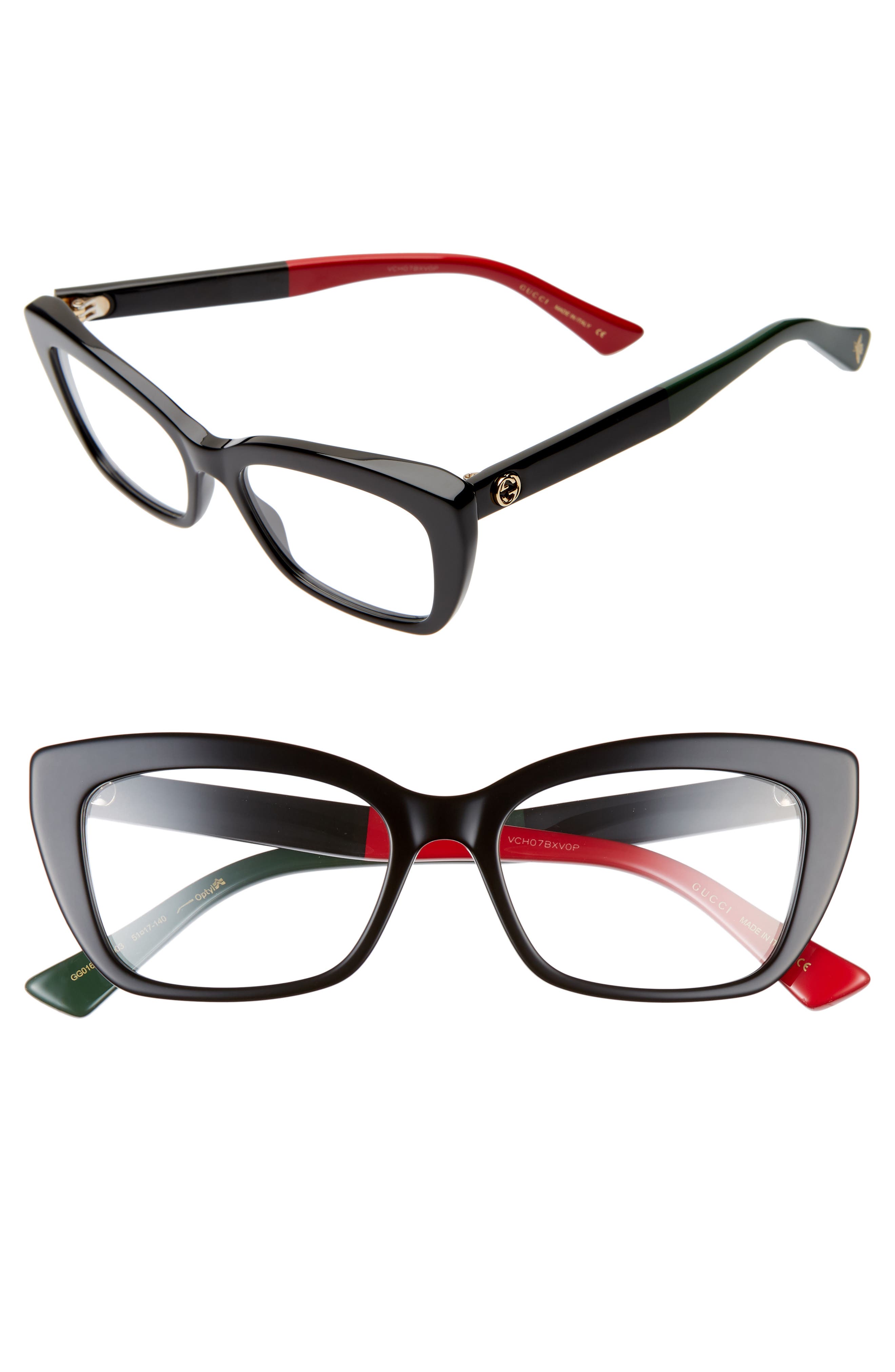Gucci 51mm Cat Eye Optical Glasses 
